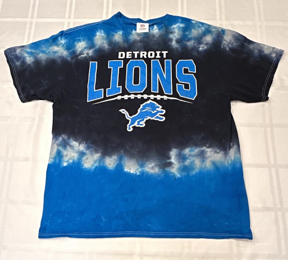 Detroit Lions NFL Team Apparel Tie Dye T-Shirt Blue Black Men’s Size XL Adult